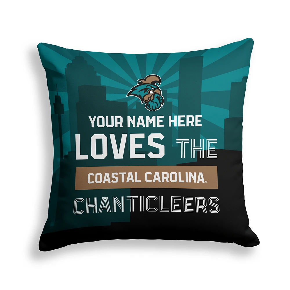Pegasus Coastal Carolina Chanticleers 18" x 18" City Skyline Personalized Decor Pillow