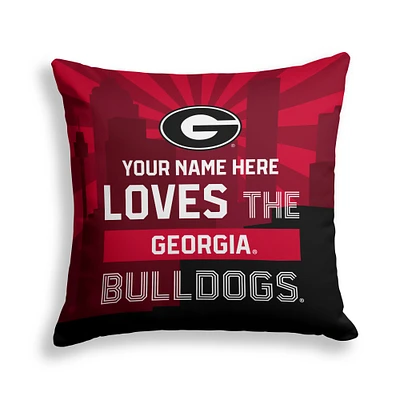 Pegasus Georgia Bulldogs 18" x 18" City Skyline Personalized Decor Pillow
