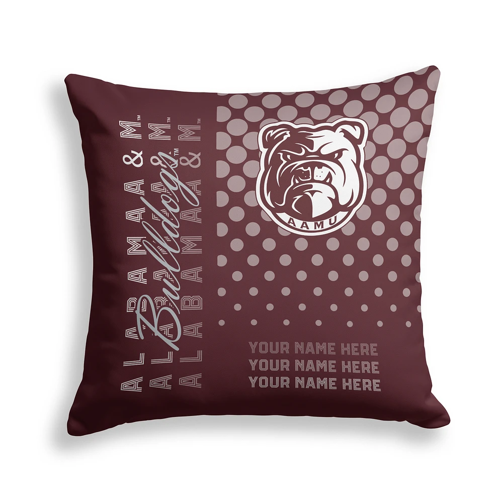 Pegasus Alabama A&M Bulldogs 18" x 18" Script Dot Fade Personalized Decor Pillow