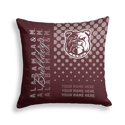 Pegasus Alabama A&M Bulldogs 18" x 18" Script Dot Fade Personalized Decor Pillow