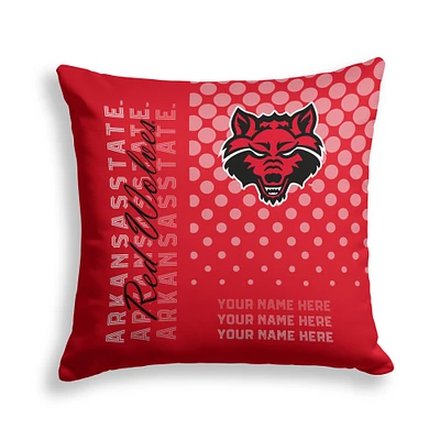 Pegasus Arkansas State Red Wolves 18" x 18" Script Dot Fade Personalized Decor Pillow