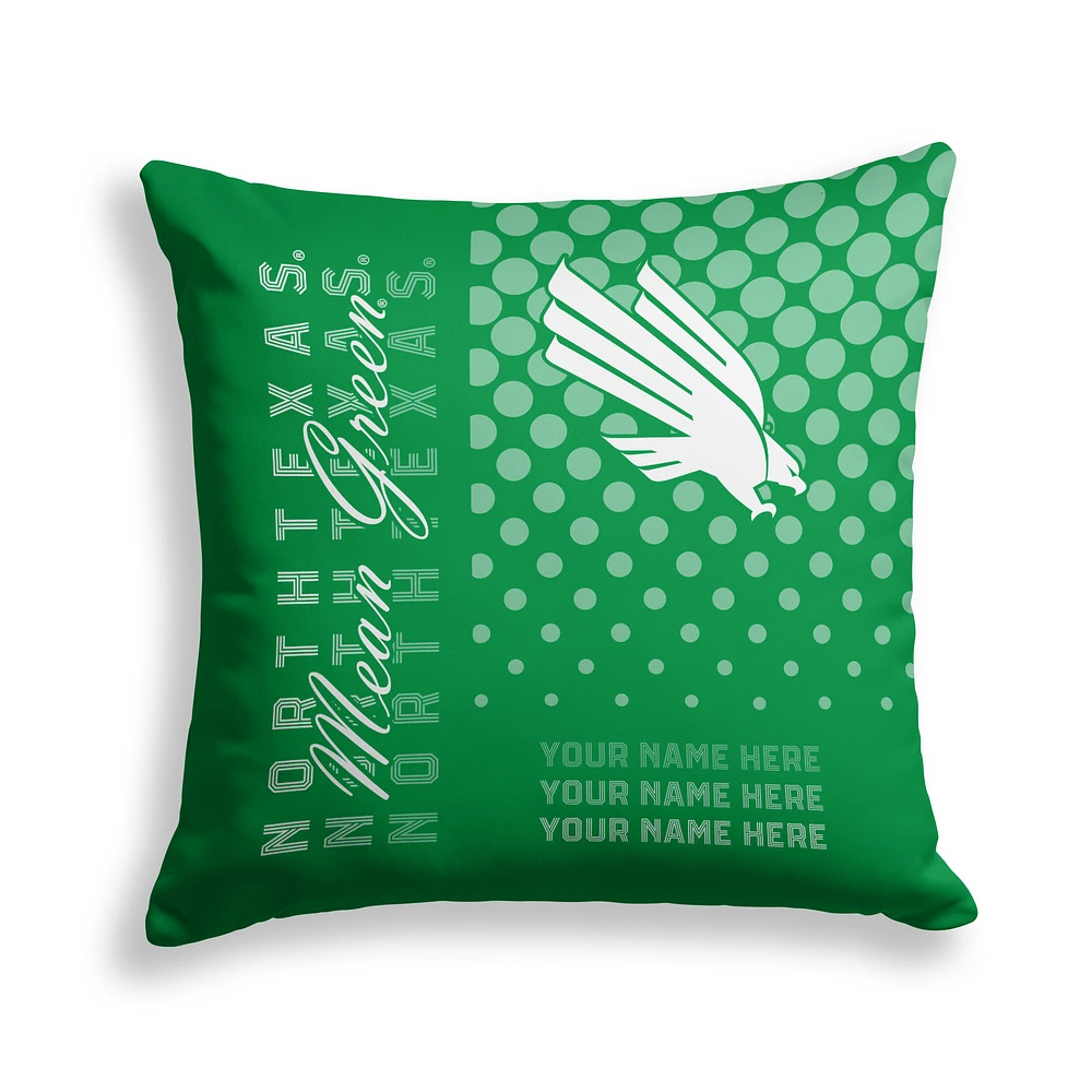 Pegasus North Texas Mean Green 18" x 18" Script Dot Fade Personalized Decor Pillow
