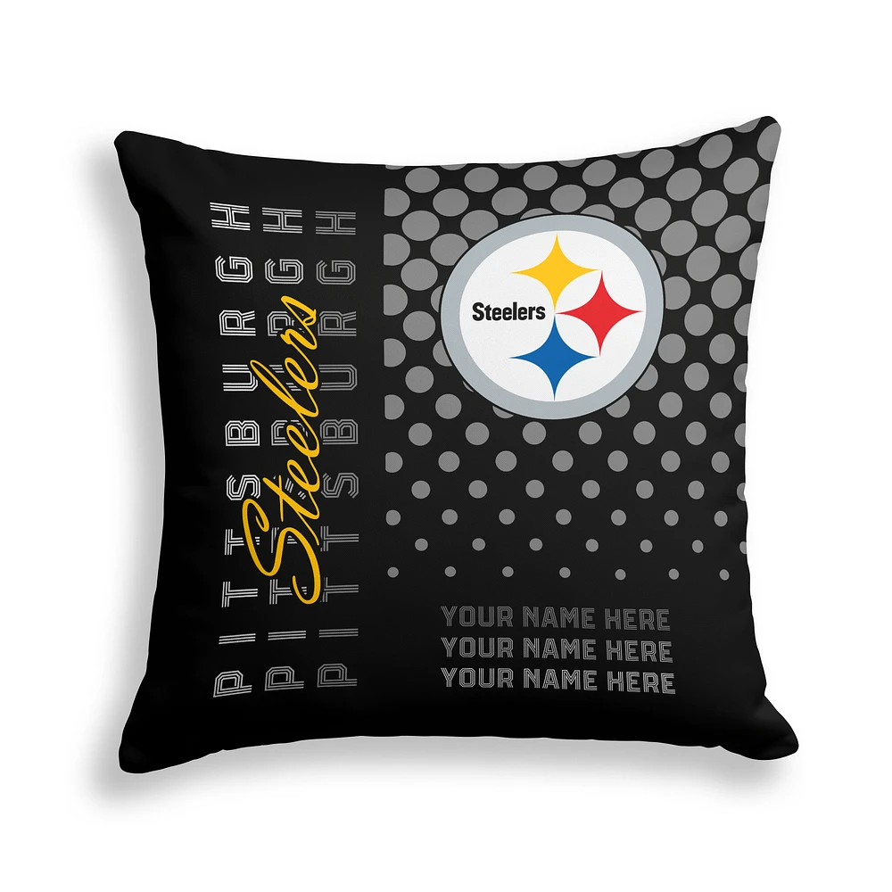 Pegasus Pittsburgh Steelers 18" x 18" Script Dot Fade Personalized Decor Pillow