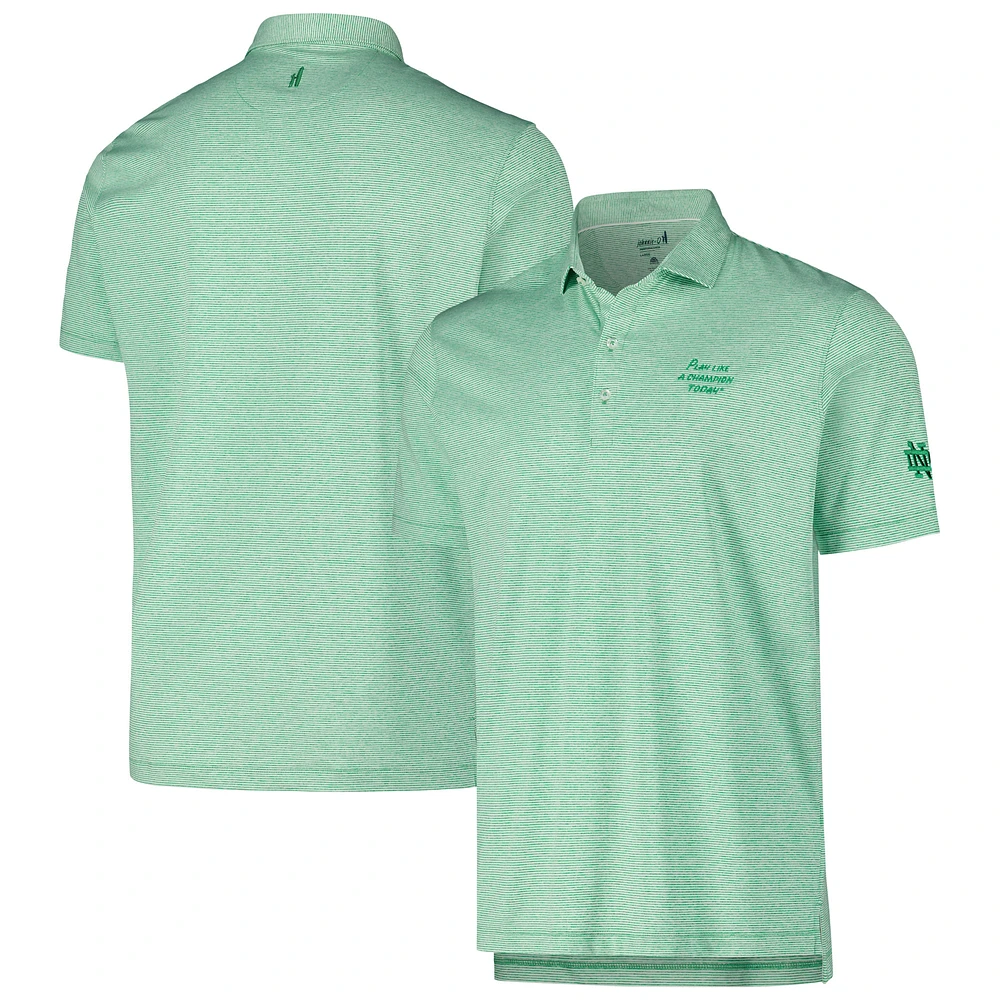 Men's johnnie-O Green Notre Dame Fighting Irish Lyndon Striped Jersey Performance Polo