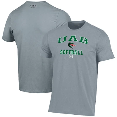Men's Under Armour Gray UAB Blazers Arch Softball Performance T-Shirt