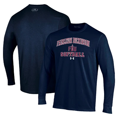 Men's Under Armour Navy Fairleigh Dickinson Knights Arch Softball Performance Long Sleeve T-Shirt