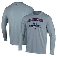 Men's Under Armour Gray Fairleigh Dickinson Knights Arch Softball Performance Long Sleeve T-Shirt