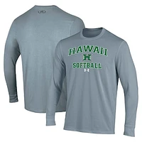 Men's Under Armour Gray Hawaii Rainbow Warriors Arch Softball Performance Long Sleeve T-Shirt