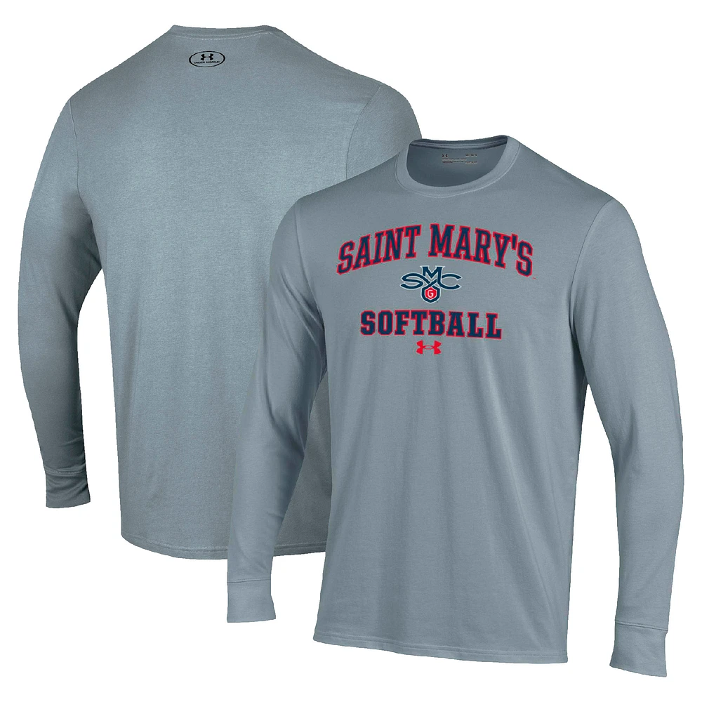 Men's Under Armour Gray Saint Mary's Gaels Arch Softball Performance Long Sleeve T-Shirt
