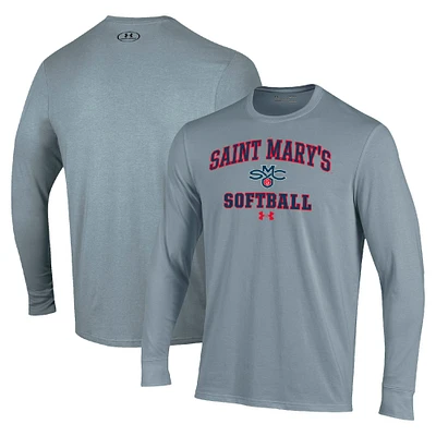 Men's Under Armour Gray Saint Mary's Gaels Arch Softball Performance Long Sleeve T-Shirt