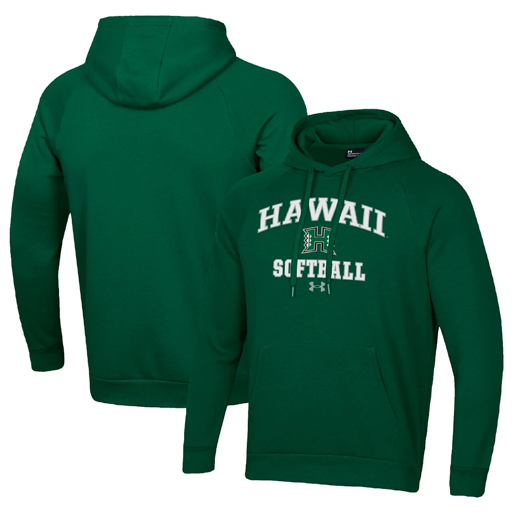 Men's Under Armour Hawaii Rainbow Warriors All Day Arch Softball Raglan Pullover Hoodie