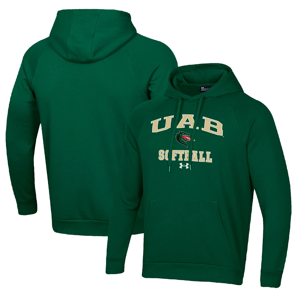 Men's Under Armour UAB Blazers All Day Arch Softball Raglan Pullover Hoodie