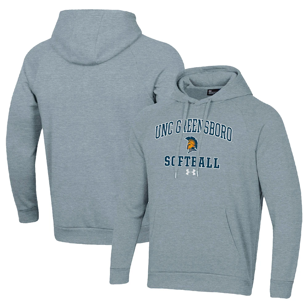 Men's Under Armour Gray UNCG Spartans All Day Arch Softball Raglan Pullover Hoodie