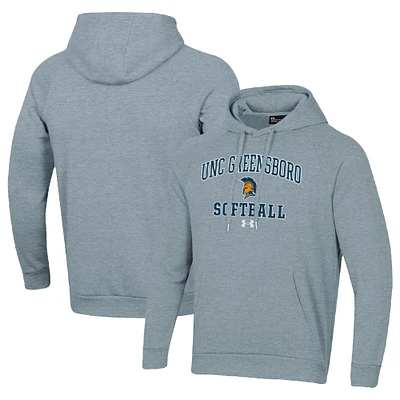Men's Under Armour Gray UNCG Spartans All Day Arch Softball Raglan Pullover Hoodie