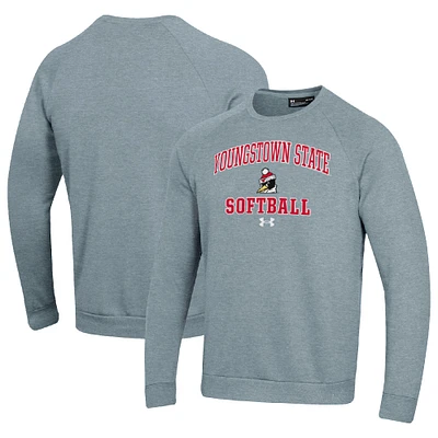 Men's Under Armour Gray Youngstown State Penguins All Day Arch Softball Fleece Raglan Pullover Sweatshirt