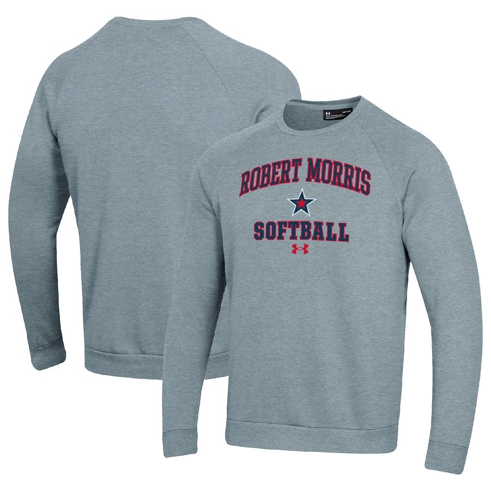Men's Under Armour Gray Robert Morris Colonials All Day Arch Softball Fleece Raglan Pullover Sweatshirt