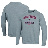 Men's Under Armour Gray Robert Morris Colonials All Day Arch Softball Fleece Raglan Pullover Sweatshirt