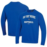 Men's Under Armour Royal Saint Francis Cougars All Day Arch Softball Fleece Raglan Pullover Sweatshirt