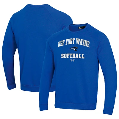 Men's Under Armour Royal Saint Francis Cougars All Day Arch Softball Fleece Raglan Pullover Sweatshirt
