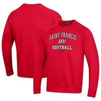 Men's Under Armour Red Saint Francis Flash All Day Arch Softball Fleece Raglan Pullover Sweatshirt