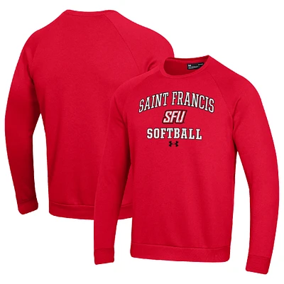 Men's Under Armour Red Saint Francis Flash All Day Arch Softball Fleece Raglan Pullover Sweatshirt