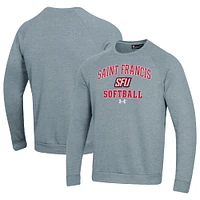 Men's Under Armour Red Saint Francis Flash All Day Arch Softball Fleece Raglan Pullover Sweatshirt