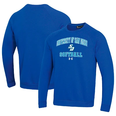 Men's Under Armour Royal San Diego Toreros All Day Arch Softball Fleece Raglan Pullover Sweatshirt