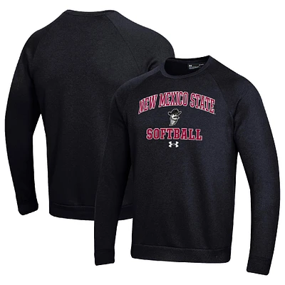 Men's Under Armour New Mexico State Aggies All Day Arch Softball Fleece Raglan Pullover Sweatshirt