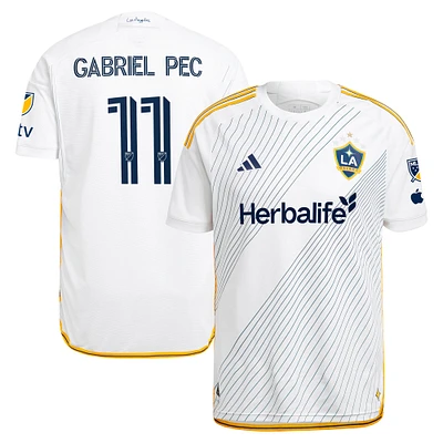 Men's adidas Gabriel Pec White LA Galaxy 2024 Angelino Kit Authentic Player Jersey