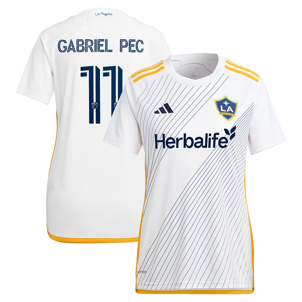 Women's adidas Gabriel Pec White LA Galaxy 2024 Angelino Kit Replica Player Jersey