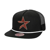 Men's Mitchell & Ness Black Houston Astros Rope Trucker Snapback Hat