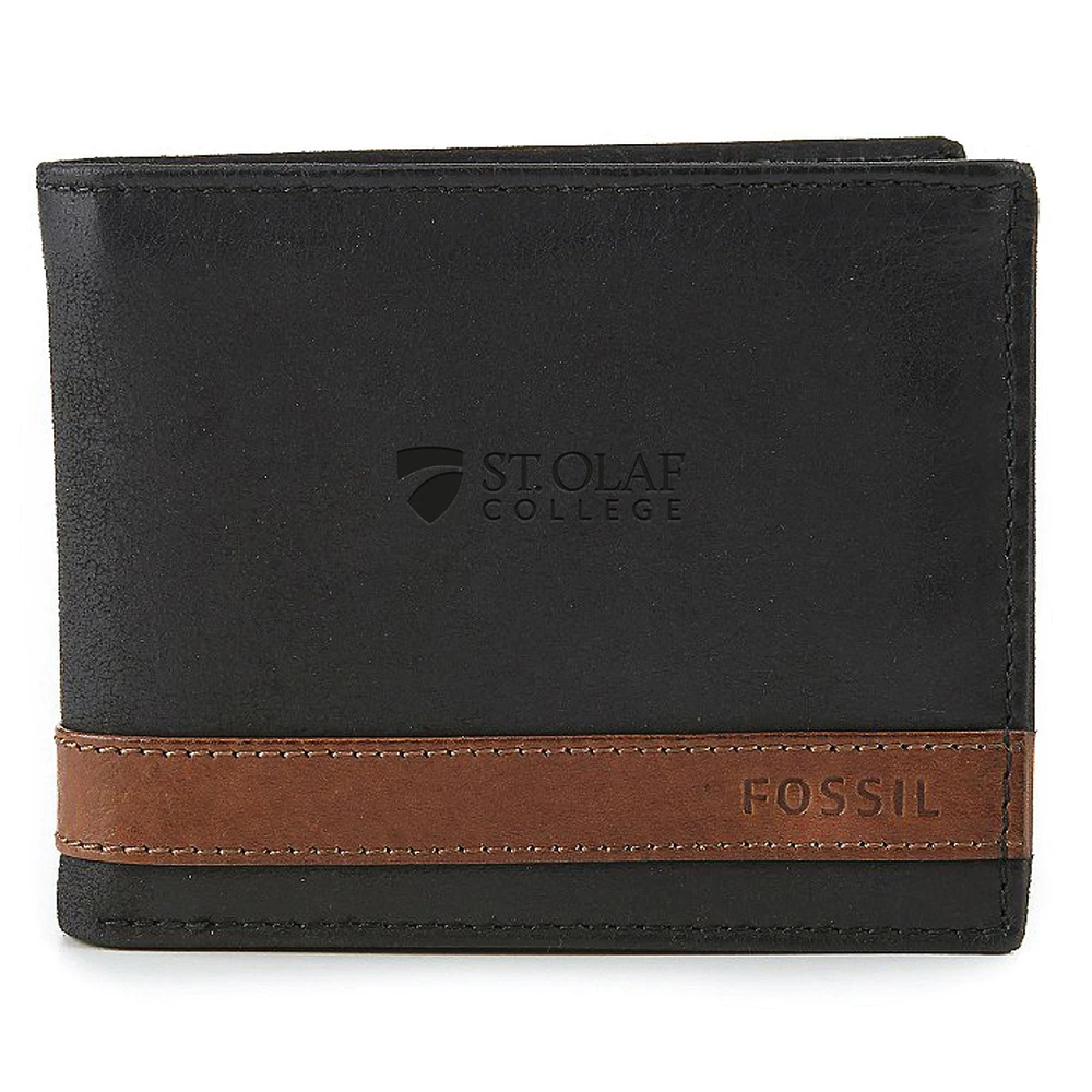 Fossil Black St. Olaf Oles Quinn Flip ID Bifold Wallet