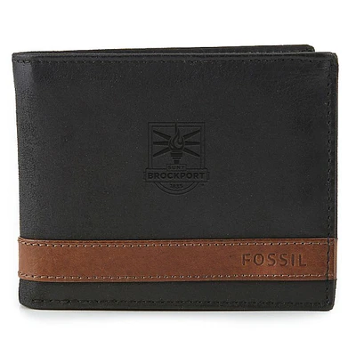 Fossil Black SUNY Brockport Golden Eagles Quinn Flip ID Bifold Wallet
