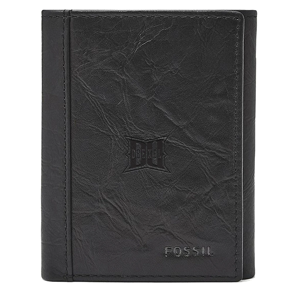 Fossil Black Drexel Dragons Neel Extra Capacity Trifold Wallet