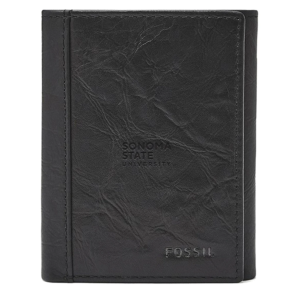 Fossil Black Sonoma State Seawolves Neel Extra Capacity Trifold Wallet