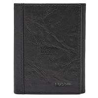 Fossil Black Sonoma State Seawolves Neel Extra Capacity Trifold Wallet