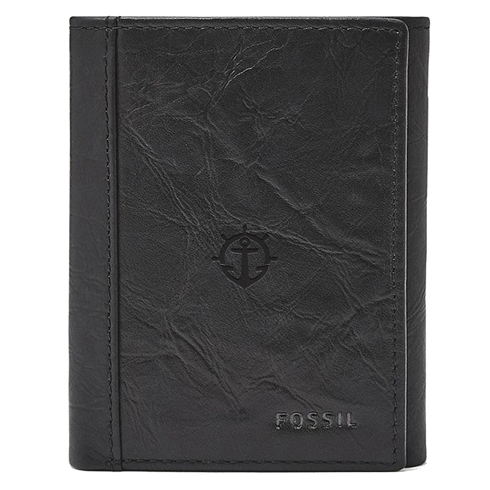 Fossil Black Portland Pilots Neel Extra Capacity Trifold Wallet