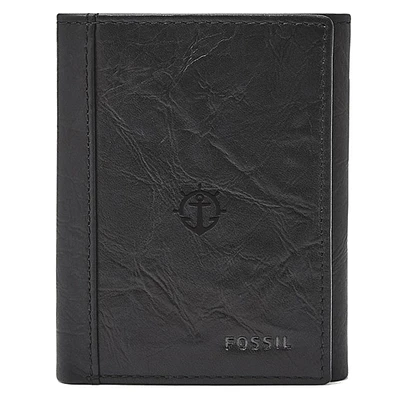Fossil Black Portland Pilots Neel Extra Capacity Trifold Wallet
