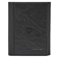 Fossil Black Portland Pilots Neel Extra Capacity Trifold Wallet