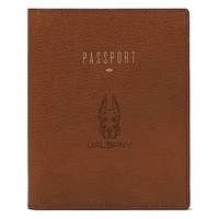 Fossil Brown UAlbany Great Danes Travel RFID Passport Case