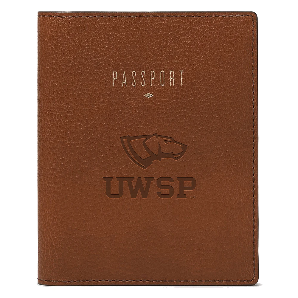 Fossil Brown Wisconsin-Stevens Point Pointers Travel RFID Passport Case
