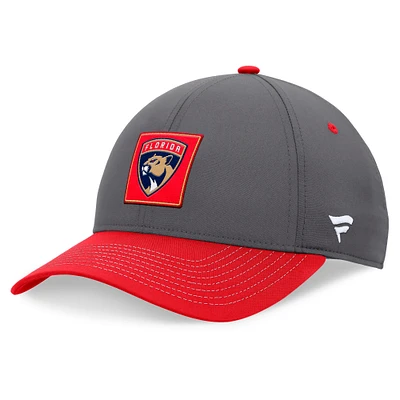 Men's Fanatics  Gray/Red Florida Panthers 2024 Stanley Cup Playoffs Locker Room Adjustable Hat