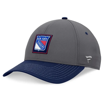 Men's Fanatics  Gray/Navy New York Rangers 2024 Stanley Cup Playoffs Locker Room Adjustable Hat