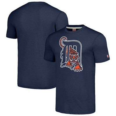 Men's Homage Navy Detroit Tigers Cooperstown Collection Hand-Drawn Logo Tri-Blend T-Shirt