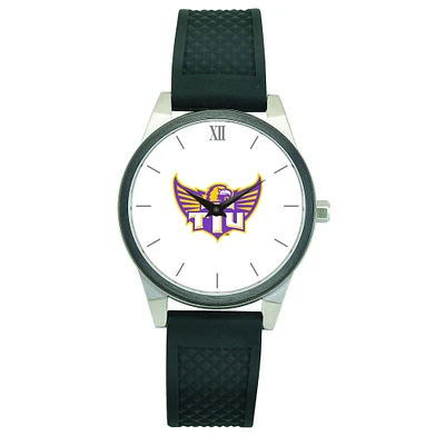 Women's  Silver Tennessee Tech Golden Eagles Black Silicone Strap Wristwatch