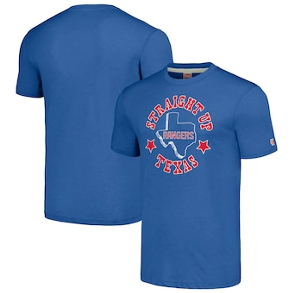 Men's Homage Royal Texas Rangers Hyper Local Tri-Blend T-Shirt