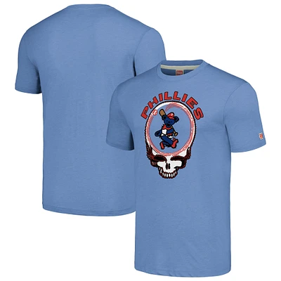 Men's Homage Light Blue Philadelphia Phillies Grateful Dead Tri-Blend T-Shirt