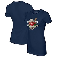 Women's Tiny Turnip  Navy Houston Astros American Traditional Rose T-Shirt