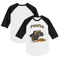 Infant Tiny Turnip  White/Black Pittsburgh Pirates Monster Truck 3/4-Sleeve Raglan T-Shirt