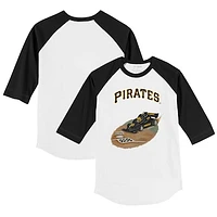 Toddler Tiny Turnip  White/Black Pittsburgh Pirates Racecar 3/4-Sleeve Raglan T-Shirt